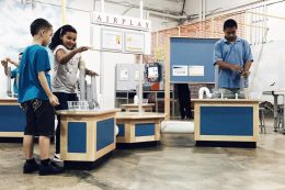 Children Playing with Exhibit at Lancaster Science Factory