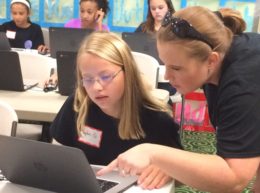Girls Code Club with instructor